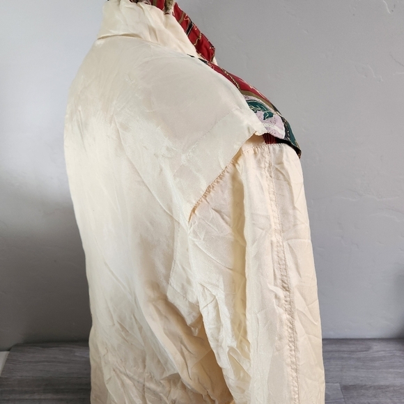 BRAEFAIR Cream Jacket Vintage XS Silk Aztec Design Soft Lightweight Artsy Animal - Picture 14 of 15